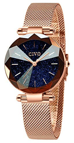 CIVO Damenuhr Rosegold Armbanduhr mit Edelstahlarmband Wasserdicht Designer Frauen Geschenk