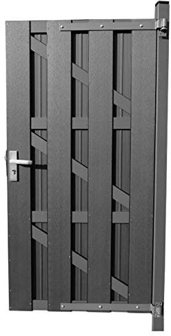 HORI Gartentor für WPC-Lamellenzaun I Zauntor aus WPC I Passend zu HORI-WPC-Zäunen I Anschlag DIN links oder rechts I Inkl. Pfosten, Türdrücker, Beschläge, Aluanschlag I In 3 Farben: I grau I zum