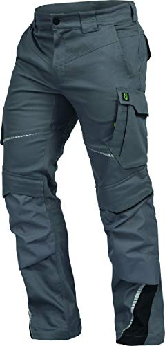 Leibwächter Flex-line Arbeitshose Herren – grau/schwarz – Gr. 50 – Bequeme Workwear mit Elastan (Spandex) – 60°C waschbar & trocknergeeignet – erhöhte Reißfestigkeit – für verschiedenste Berufe
