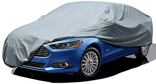 Leader Accessories Funda Completa para Coche, protección básica, 3 Capas, protección UV, Funda Transpirable para vehículo, Ajuste Universal (Sedán-406x147x124cm,Gris)