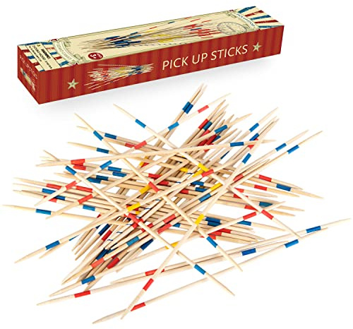 Gonoelec 41 Stück 30cm Mikado Stäbchen, Bambus Pick Up Sticks Spiel Klassisches Tischspiel Spaß Familie Brettspiel Geschenk für Erwachsene und Kinder