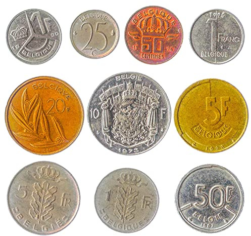Hobby of Kings Belgium 10 Mixed Coins | Centimes | Francs | Old Belgian Currency Before Euro | 1948-2001