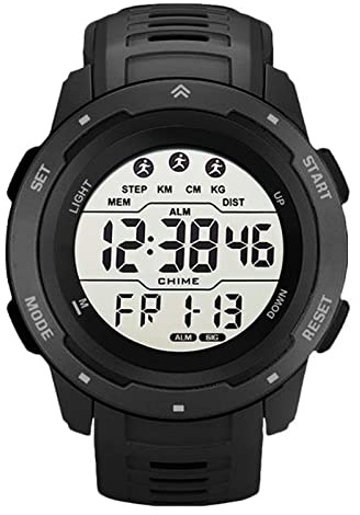 Asixxsix Digital Sportklocka, 50 M Vattentät Klocka med Stoppur Nedräkningstimer Larmfunktion LED-bakgrundsbelysning Digital Armbandsur Elektronisk Klocka för Män Kvinnor Barn Studenter (Svart)