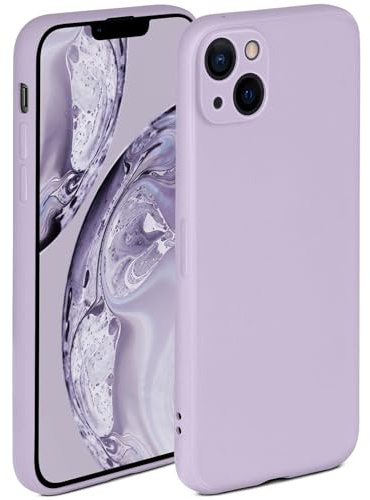 ONEFLOW Mjukt fodral kompatibelt med Apple iPhone 14 Plus, skal av silikon, upphöjd kant för skärmskydd, två lager, mjukt mobiltelefonfodral – matt syren