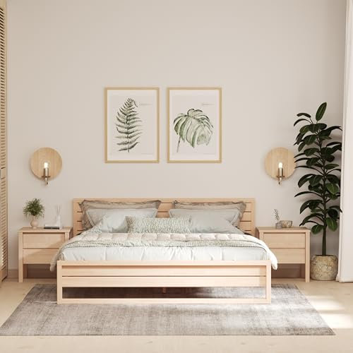 Holzbett Graatsia 160x200 ohne Rollrost, Hölzernes Kopfteil, Erwachsenenbett, einfach zu montieren, Skandinavischer Stil