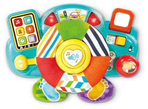 VTech - Lenkrad für Baby-Pilote, Lenkrad für Kinder, interaktiv und Musik, sensorisches Erlebnis, Spielzeug für Kinderwagen und Autositz, Geschenk für Babys, ab 6 Monaten – Inhalt in Französisch
