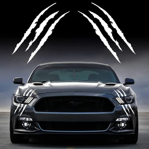 2pc Monster Scratch Autoaufkleber auto Racing Aufkleber 40 x 14 cm Monster Kralle Aufkleber auto Aaufkleber Stossstange für Scheinwerfer, Motorräder, LKWs, Aufkleber-Dekoration (Weiß)