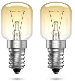 Aurax 2 X Ampoule de Four E14 26W, Dimmable Lampe Pygmée pour Four E14 Résistante à la Chaleur 300℃ Blanc Chaud 2400K T25 Ampoule pour Four à Micro-ondes, Lampe de Sel, Réfrigérateur