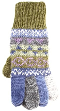 Pachamama kvinnor ullhandskar handstickade Fair Isle färger en storlek handgjorda extra varm Fair Trade, Oliv, en storlek