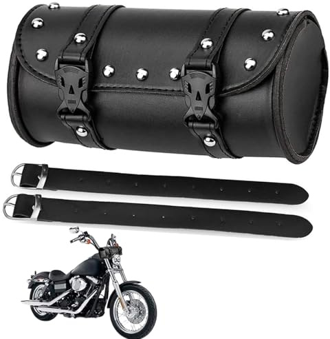 Borsa Attrezzi da Moto, Borsa Forcella Anteriore per Manubrio Moto, Impermeabile, Con 2 Cinghie di Fissaggio, Per Maggior Parte Delle Motociclette (Nero)