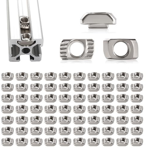 Lyeteung 70 Piezas 20 Serie M5 Tuercas en T, Tuerca de cabeza de martillo, semiredonda rollo T-nut, para 2020 2040 2060 Perfil de extrusión de aluminio