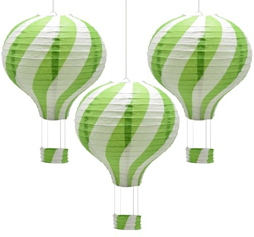 Hocansen 3 Pezzi Lanterna di carta Mongolfiera 30cm Lanterna da appendere Decorazione per Party,Festa,Matrimonio (RQ-DL/Green)