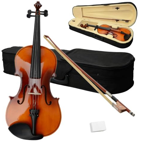 Ktaxon 16-Inch Wooden Acoustic Viola set for Adults and Beginners, Solid Vintage-Inspired Handmade Wooden Violas with Case, Bow, Rosin, Full Size Viola Instrument, Brown