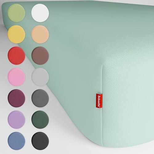 Schuette® Topper Spannbettlaken • 80x200 cm • Wow! Kollektion: ICY Tiff (Pastelltürkis) • 100% Superfluff Baumwolle, Blickdicht, Faltenfrei • mit Rundumgummi • Matratzenhöhe bis 10 cm