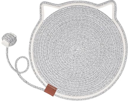 Tapis à gratter Rond pour Chats | Tapis à gratter Rond avec Jouet en Forme de Balle – Accessoires pour Animaux de Compagnie avec Crochets d'oreille pour la Maison, Le Salon, la Chambre à Coucher, Le