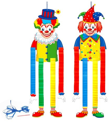 KERYBW Clown Deko Carnevale, 2 striscioni di clown, carta colorata da appendere alla porta, striscioni da parete per carnevale, decorazioni per feste di bambini