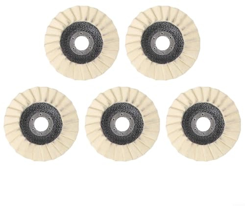 Lot de 5 tampons de polissage en feutre de laine de 115 mm pour métal, marbre, meubles et cire de voiture – Disques de polissage professionnels avec fibre de laine élastique