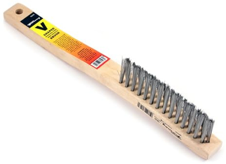 Forney 70523 V-Groove Stainless Steel Wire Brush, with Wood Handle, 13-3/4-Inch-by-.014-Inch