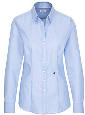 Seidensticker Damskjorta, blus, långärmad, smal passform, mönstrad, strykfri blus, Blå (11), 36
