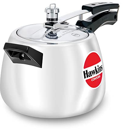 Hawkins Contura 4 Litre Pressure Cooker, Handi Cooker, Silver (HC40)