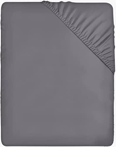 Utopia Bedding - Spannbettlaken 135x190cm - Grau - Oeko-Tex Zertifiziertes Gebürstete Mikrofaser Spannbetttuch - 35 cm Tiefe Tasche