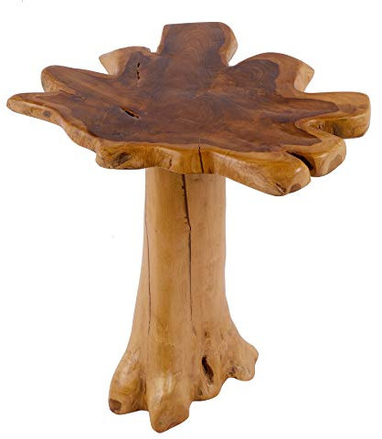 Riess Ambiente Massiver Baumstamm Couchtisch Root 60cm Teakholz Beistelltisch mit Jahresringen Wohnzimmertisch