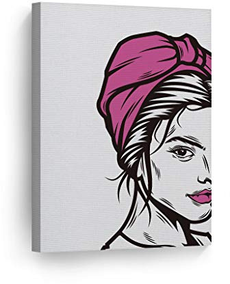 Smile Art Design Pink Bandeau and Lips Woman Sketch Pop Art Glam Fashion Canvas Print Wall Art Office Bathroom Teen Girls Room Women Dorm Bedroom Living Room Wall Decor Rolled Up 40x30