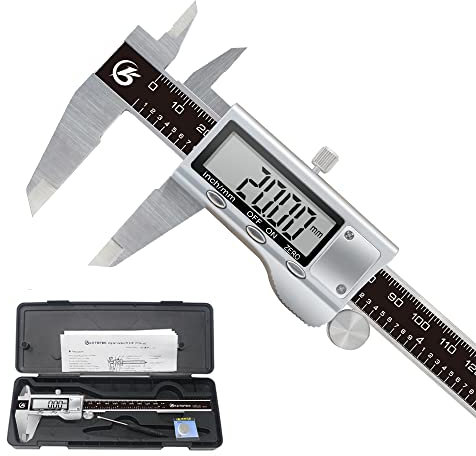 KETOTEK Calibre Digital, Pie de Rey Acero Inoxidable 150 mm/6 Pulgadas con Pantalla LCD Grande, Profesional Calibrador Electrónico Digital, Precisión 0.01mm, Diámetro Interior Exterior Profundidad