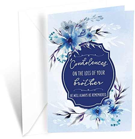 Prime Greetings Loss of Brother Sympathy Card, Made in America, Eco-Friendly, Thick Card Stock with Premium Envelope 5in x 7.75in, Packaged in Protective Mailer
