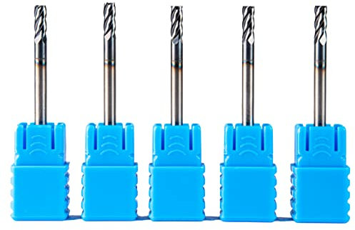 ARMOUR TOOLING – 3mm Tungsten Carbide Endmill Set – 4 Flute Sharp Corner Cutter – 5 Pack – CNC Milling Tool - for Alloy Steels - Milling Cutter - For Roughing And Finishing –