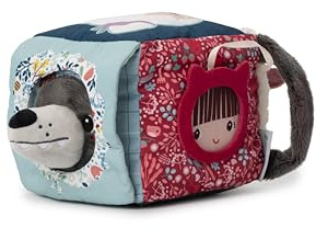 Lilliputiens - Cubo de Despertar y destreza Louis el Lobo - Juguete de Actividades en Tela con Sonidos, Texturas y Personajes escondidos - Estimula la motricidad Fina - Desde 9 Meses - 83464