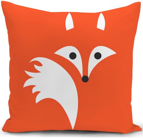 KUNQIAN Fox Cushion Cover Orange Decorations Gift for Women Kids Pillow Cover Ornament Decor Home Livingroom Couch Sofa 18x18(45x45cm)