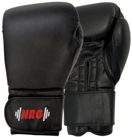 NRG Fitness Boxhandschuhe Sparring Handschuhe - 10/12/14/16 oz - Mehrlagige Polsterung - Belüftungslöcher der Handfläche - Boxsack Punchinghandschuhe Kickboxhandschuhe - Schwarz (14, Unzen)