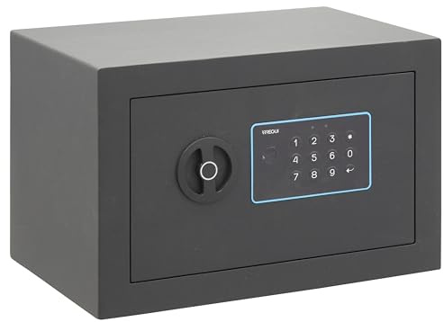 ARREGUI Blue 650110 Caja Fuerte de Acero con Cerradura Electrónica | 20x31x20 cm | 10 L | Caja de Seguridad para Casa y Hogar | Teclado con Códigos Programables | con Llave de Emergencia | grafito
