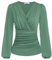 GRACE KARIN Damen Grüne Bluse V-Ausschnitt Bluse Langarm Einfarbig Slim Fit Plissee-Tops Tunika Blusen Blassgrün XL