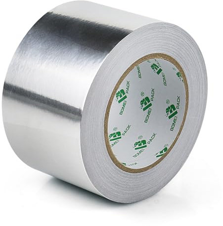 BOMEI PACK Nastro adesivo in foglio di alluminio da 1 pezzi, nastro adesivo isolante in foglio di alluminio 75mm × 50m per condotti e tubi