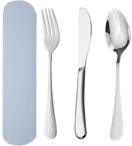 XYTAHDM 3pcs Juego de Cubiertos Acero Inoxidable,Juego de Trabajo Cubiertos para Exteriores Viajes Camping,Portátil Cubiertos para Ilevar al Trabajo,para Fiesta Viajes Picnic