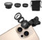 Yunova Kit 3 en 1 Objectif Appareil Photo Téléphone - Fish Eye, Grand Angle & Macro pour iPhone, Samsung, Huawei - Objectif Smartphone Clip avec Compatibilité Universelle, Noir Mat