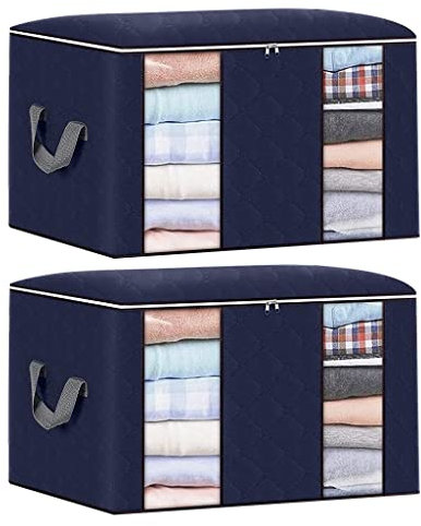 Bolsa de almacenamiento de edredón de 90 L de gran capacidad con compartimento para almacenamiento de ropa y colchas