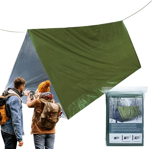Tente tubulaire | Tente de survie d'urgence pour 2 personnes – Sac chauffant léger Couverture de protection Coupe-vent Sac de couchage Équipement pour l'extérieur, le camping, la randonnée, les hommes