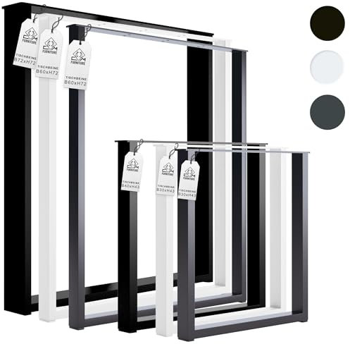 CM Furniture 2X Tischbeine Tischkufen Weiß Tischgestell 72 cm hoch Esstisch Schreibtisch Ideal für Premium DIY-Projekte Wohnzimmer Garten Terrasse Tischfüß Möbelbeine Stilvolle Loft | 60x72 cm