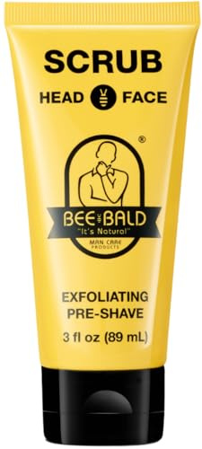 Bee Bald SCRUB Exfoliating Pre-Shave nettoie en profondeur et élimine la saleté obstruant les pores, le sébum et la peau sèche et squameuse, la préparant pour un «rasage de très près».
