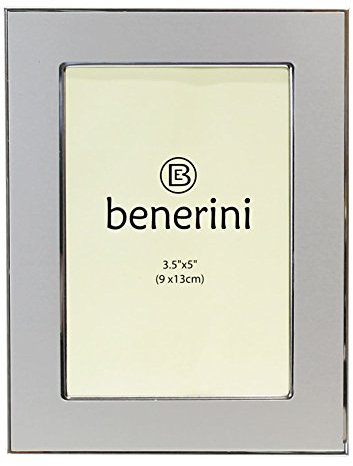 Photo Size 3.5 x 5 Inches (9 x 13cm) - Brushed Satin Silver Colour & Shiny Aluminium Photo Picture Frame - Landscape or Portrait.
