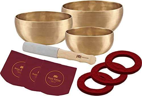 Sonic Energy Klangschalen Set Universal Series – 500/700/750 g – Für Meditation & Klangheilung – Inkl. Hülle, Filzring & Reiber (SB-U-1950)