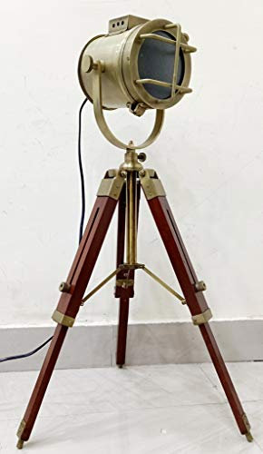 Vintage Nautical Small desk lamp antique Spotlight Searchlight tripod Table Lamp