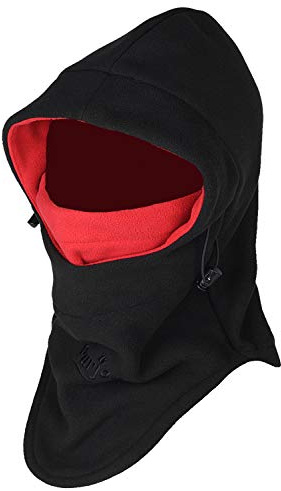 Warm Fleece Balaclava Ski Bike Full Face Mask Neck Warmer Winter Sports Cap(Black+Red)