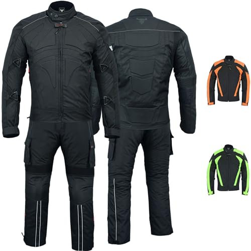 BULLDT Herren Motorradkombi Motorradanzug mit CE-Protektoren - Winddicht leicht 2-teiler kurze Motorradjacke & Cargo Motorradhosen Set - aus 4 Schichten Abnehmbar Thermofutter - insgesamt 9 Taschen