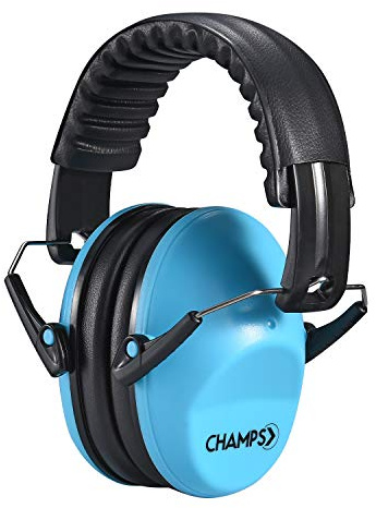 Champs Ear Muffs for Noise Reduction Earmuff Noise Protection Reduction Headphones for Toddlers Kid Children Teen NRR 25dB Safety Hearing Ear Muff Air Shows, Concerts, Firework, Study [Blue]