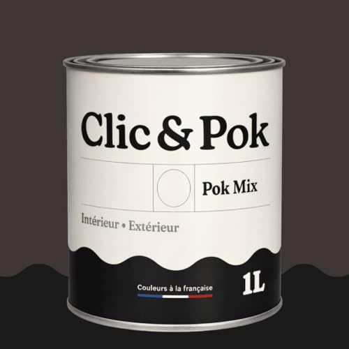 POK MIX Marron : Peinture d'Accroche et Finition 2 en 1 Acrylique Satinée Multi-supports Intérieurs et Extérieurs - 1L - RAL 8019 - Brun Gris