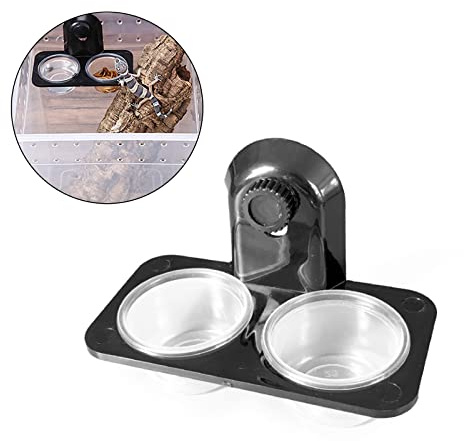 Reptile Water Food Bowl Gecko Feeder Ledge-Small Gecko Food Cup for Reptiles Food and Water Feeding （Screw type）